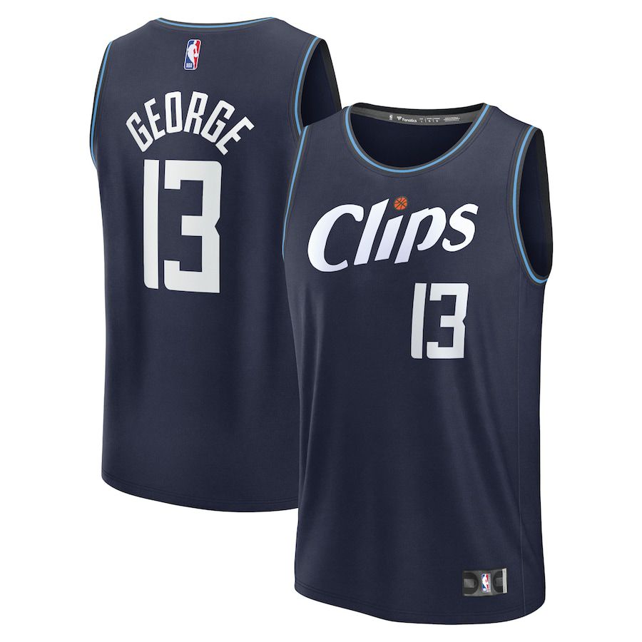 Men LA Clippers #13 Paul George Fanatics Branded Navy City Edition 2023-24 Fast Break NBA Jersey->los angeles clippers->NBA Jersey